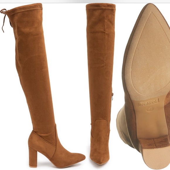 Suede boots, over the knee, caramel brown 🔥 - Picture 2 of 12